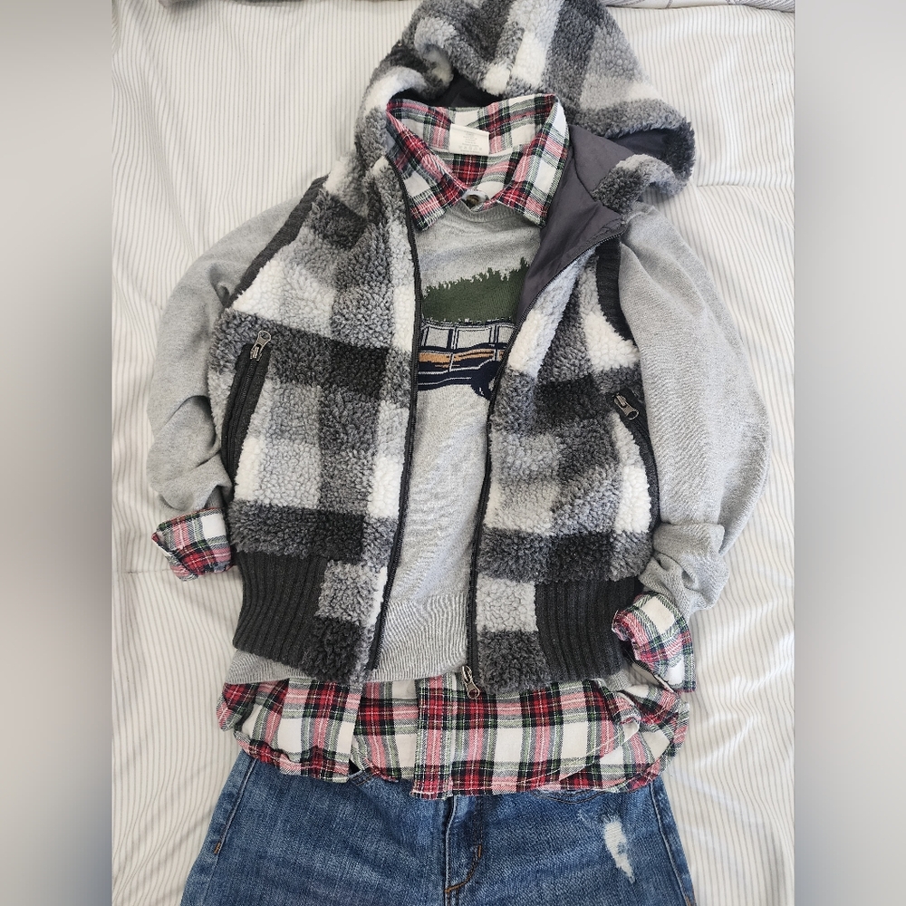 Plaid and Gray Kids Jacket